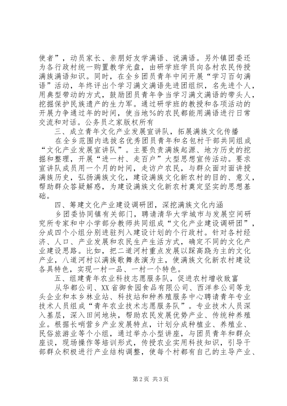 2024年共青团特色活动助推新农村建设经验讲话材料_第2页