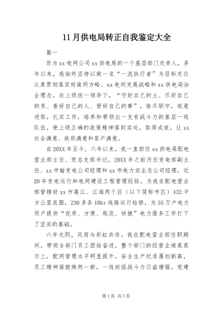 2024年月供电局转正自我鉴定大全