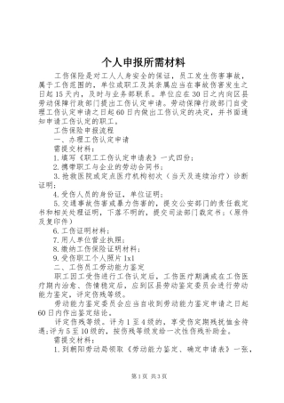 2024年个人申报所需材料