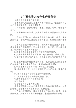 2024年主要负责人安全生产责任制