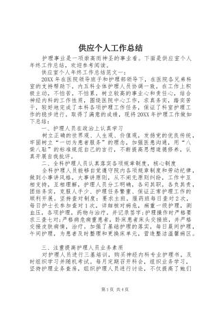 2024年供应个人工作总结