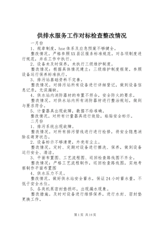 2024年供排水服务工作对标检查整改情况