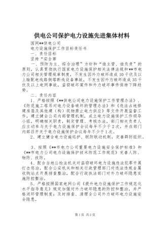 2024年供电公司保护电力设施先进集体材料