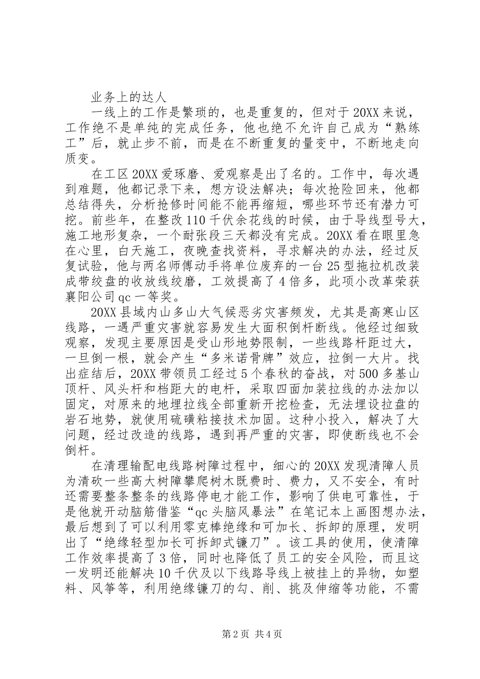 2024年供电公司个人事迹材料_第2页