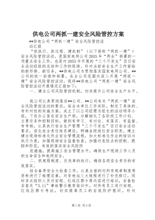 2024年供电公司两抓一建安全风险管控方案