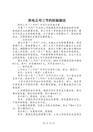 2024年供电公司三节约经验做法