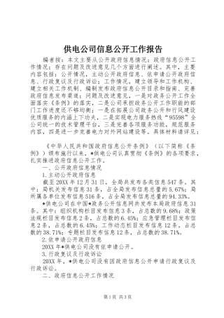 2024年供电公司信息公开工作报告