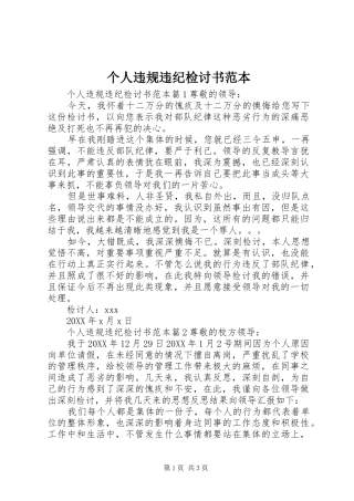 2024年个人违规违纪检讨书范本