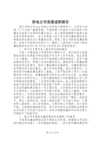 2024年供电公司党委述职报告