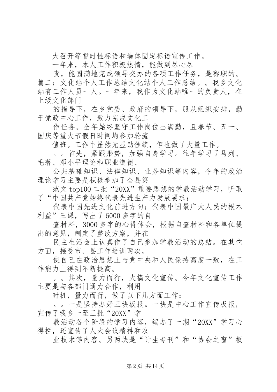 2024年个人文化工作工作总结_第2页