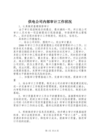 2024年供电公司内部审计工作状况