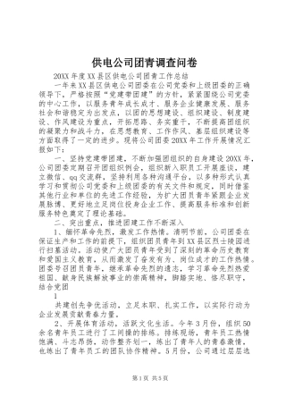 2024年供电公司团青调查问卷