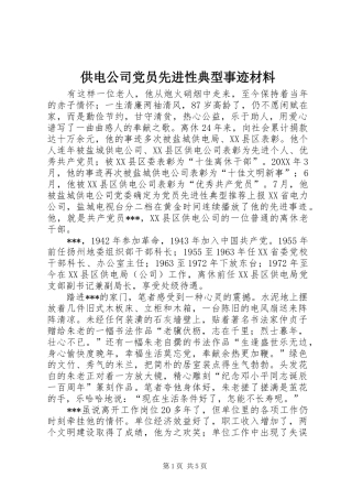 2024年供电公司党员先进性典型事迹材料