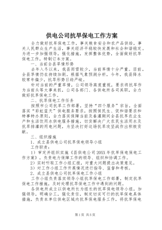 2024年供电公司抗旱保电工作方案