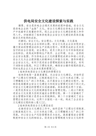 2024年供电局安全文化建设探索与实践