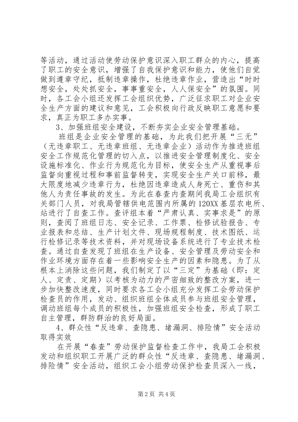 2024年供电局工会春查劳动保护监督检查的工作总结_第2页