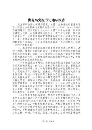 2024年供电局党组书记述职报告