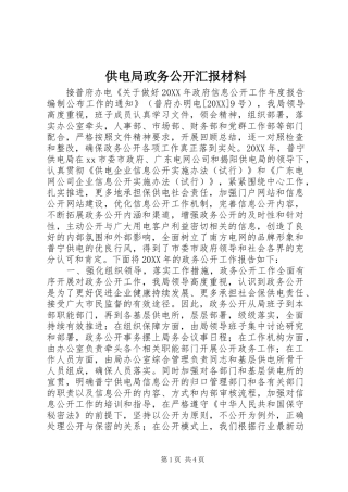 2024年供电局政务公开汇报材料