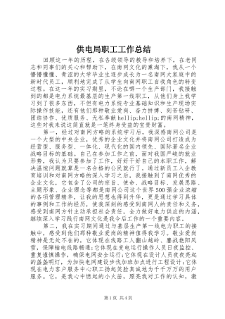 2024年供电局职工工作总结