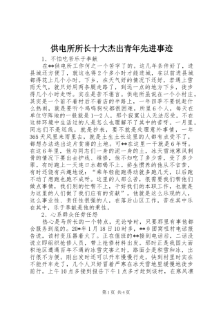 2024年供电所所长十大杰出青年先进事迹