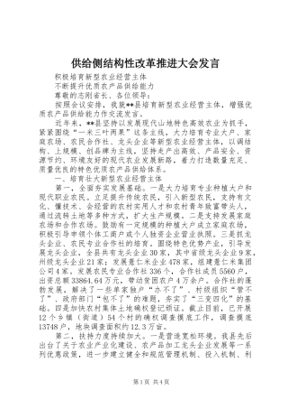 2024年供给侧结构性改革推进大会讲话