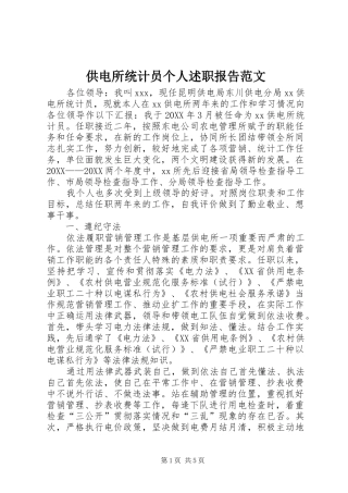 2024年供电所统计员个人述职报告范文