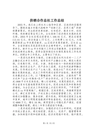 2024年供销合作总社工作总结