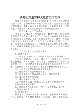 2024年供销社三进三解大走访工作汇报