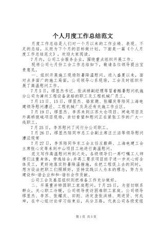 2024年个人月度工作总结范文
