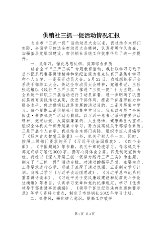 2024年供销社三抓一促活动情况汇报