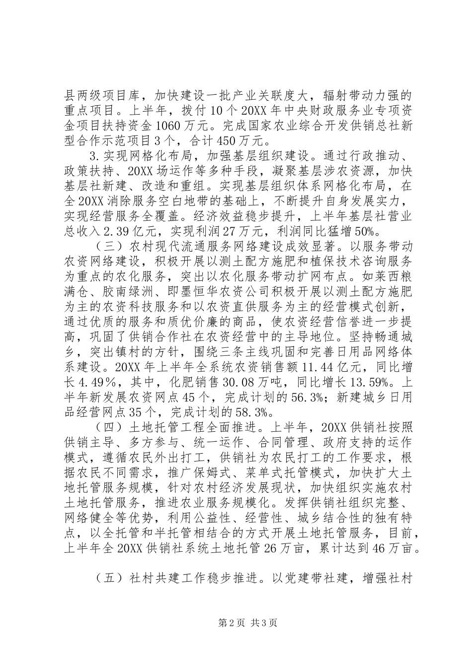 2024年供销社上半年工作总结_第2页