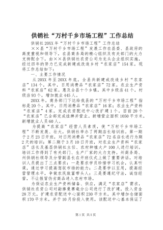2024年供销社万村千乡市场工程工作总结
