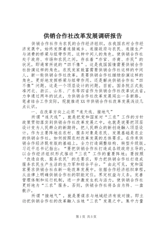 2024年供销合作社改革发展调研报告