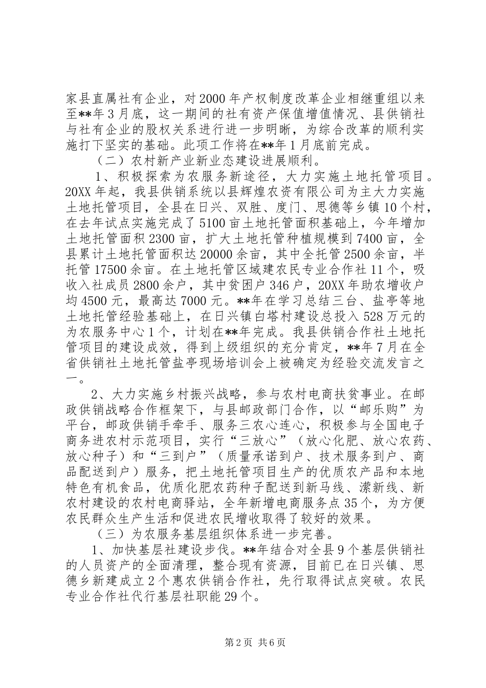 2024年供销合作社联合社年终工作总结及下一年工作计划_第2页