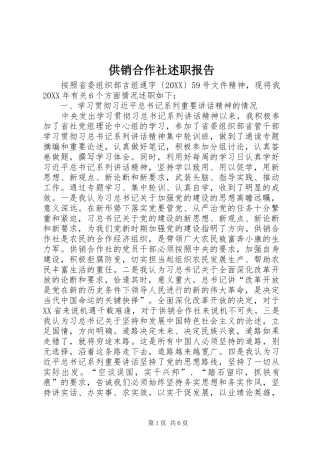 2024年供销合作社述职报告