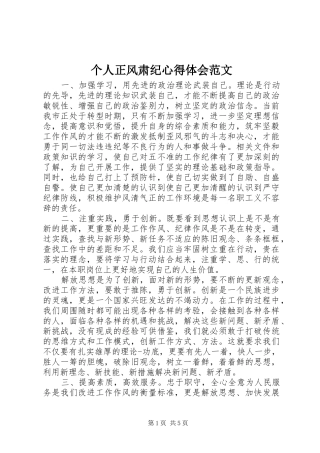 2024年个人正风肃纪心得体会范文