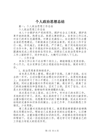 2024年个人政治思想总结