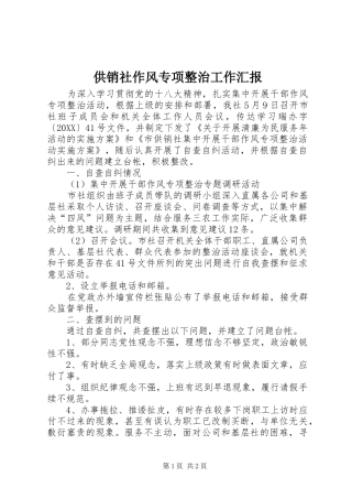 2024年供销社作风专项整治工作汇报