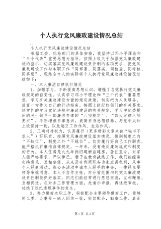 2024年个人执行党风廉政建设情况总结