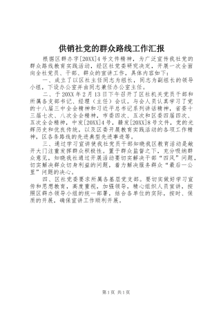 2024年供销社党的群众路线工作汇报
