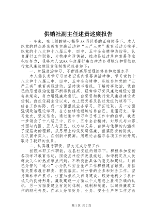 2024年供销社副主任述责述廉报告