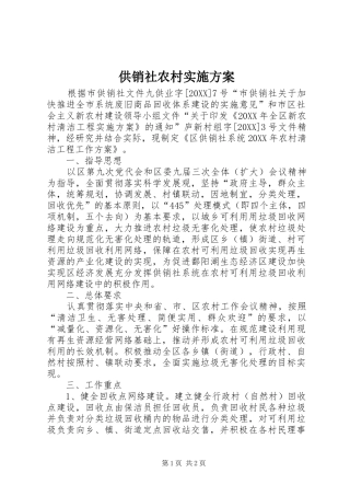 2024年供销社农村实施方案