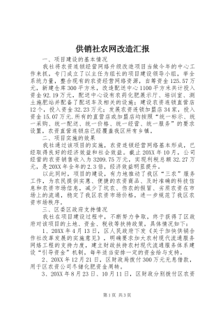 2024年供销社农网改造汇报