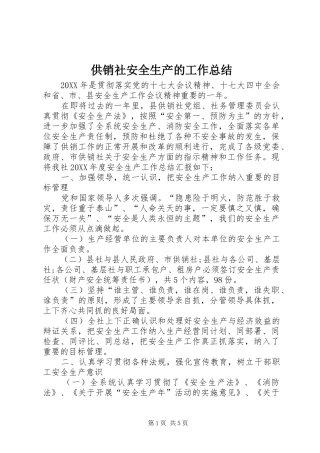 2024年供销社安全生产的工作总结