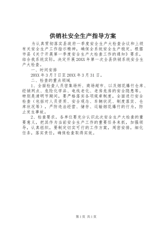 2024年供销社安全生产指导方案