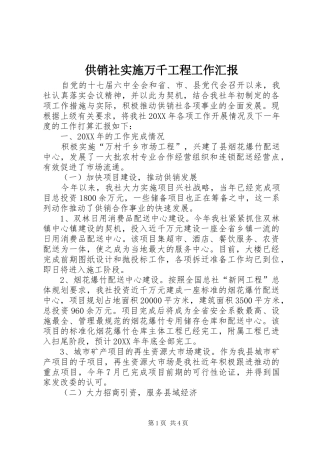 2024年供销社实施万千工程工作汇报