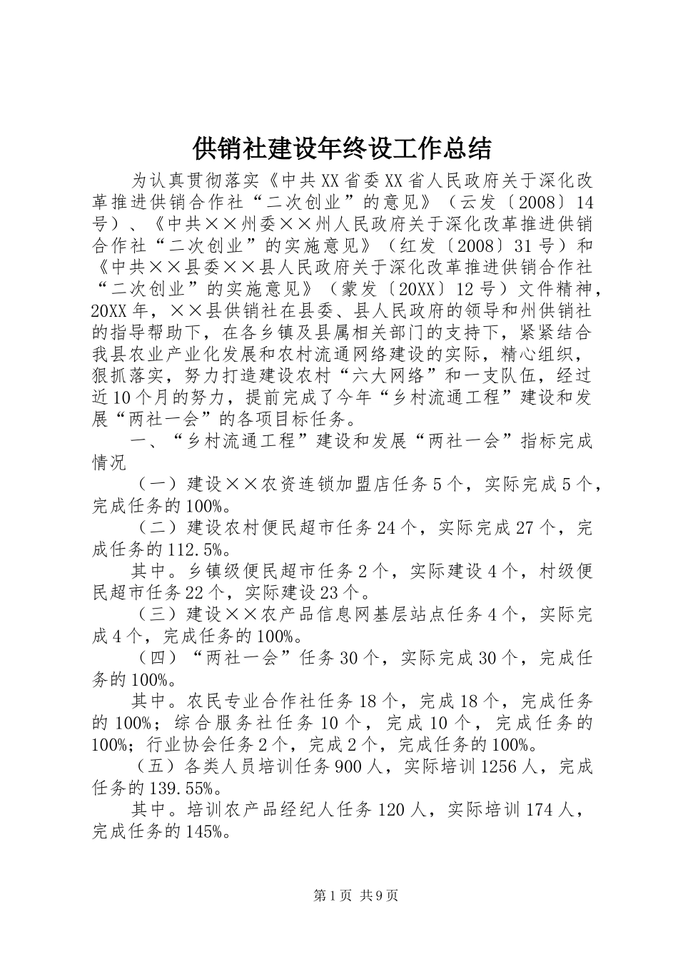 2024年供销社建设年终设工作总结_第1页