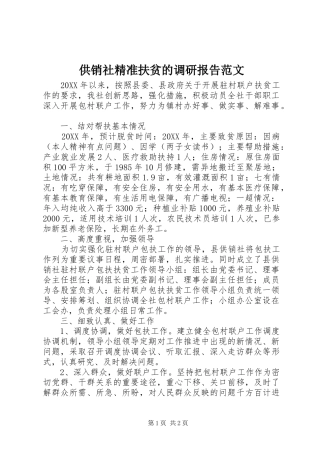 2024年供销社精准扶贫的调研报告范文