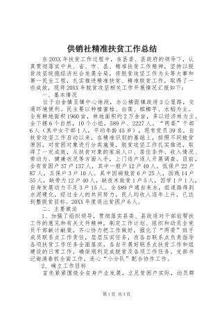 2024年供销社精准扶贫工作总结