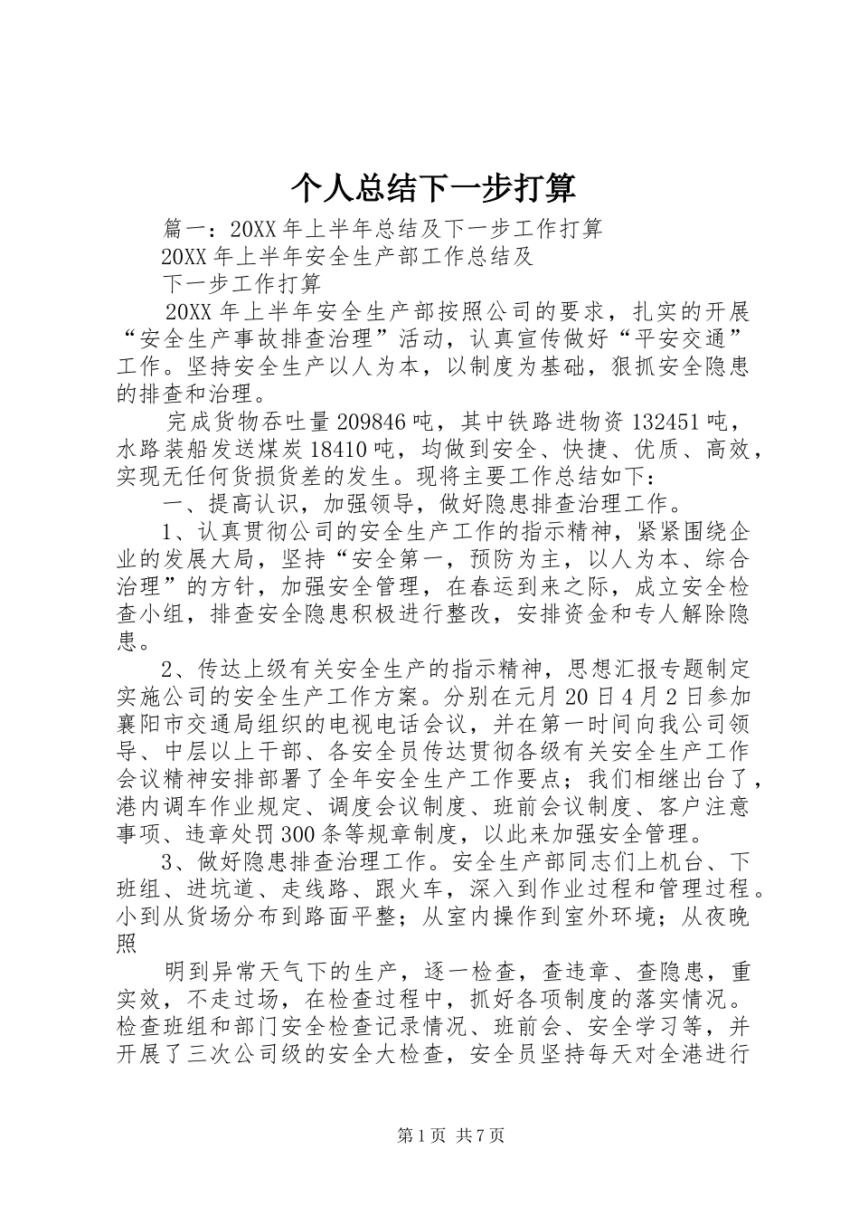 2024年个人总结下一步打算_第1页